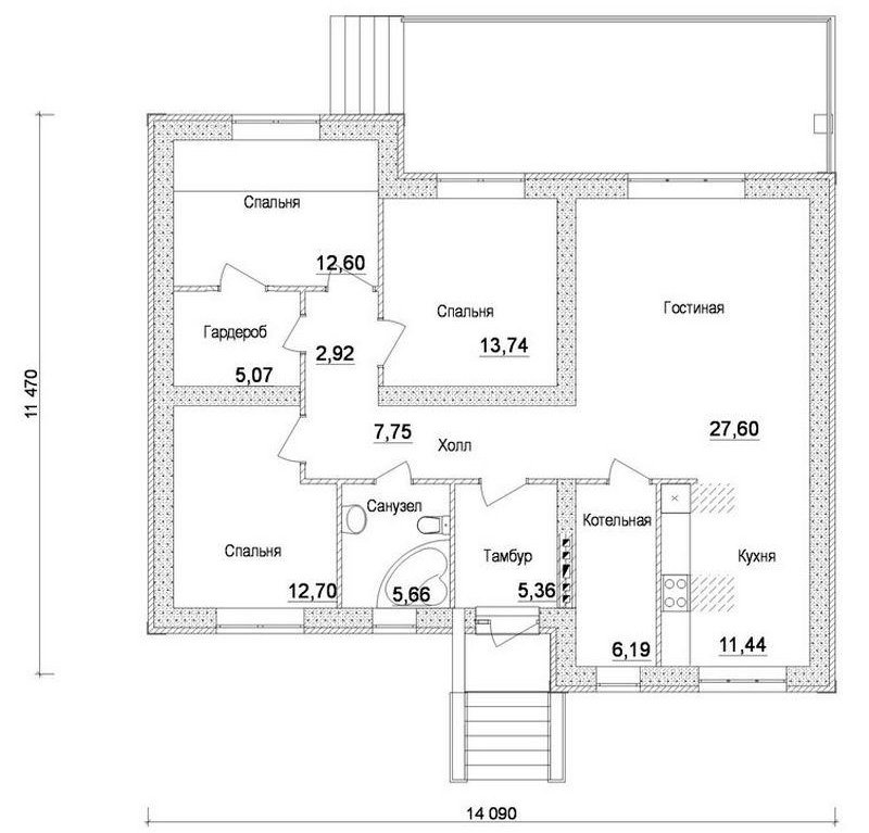 تخطيط منزل من طابق واحد في 3 غرف نوم مشاريع منازل من طابق واحد مع