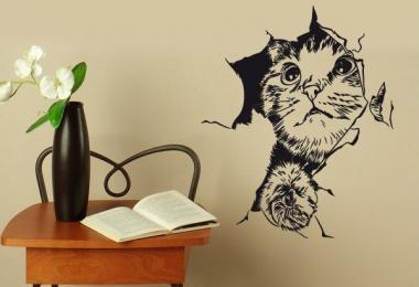 DIY stencils for wall decor: city, flowers, cats Cat stencil for painting on glass